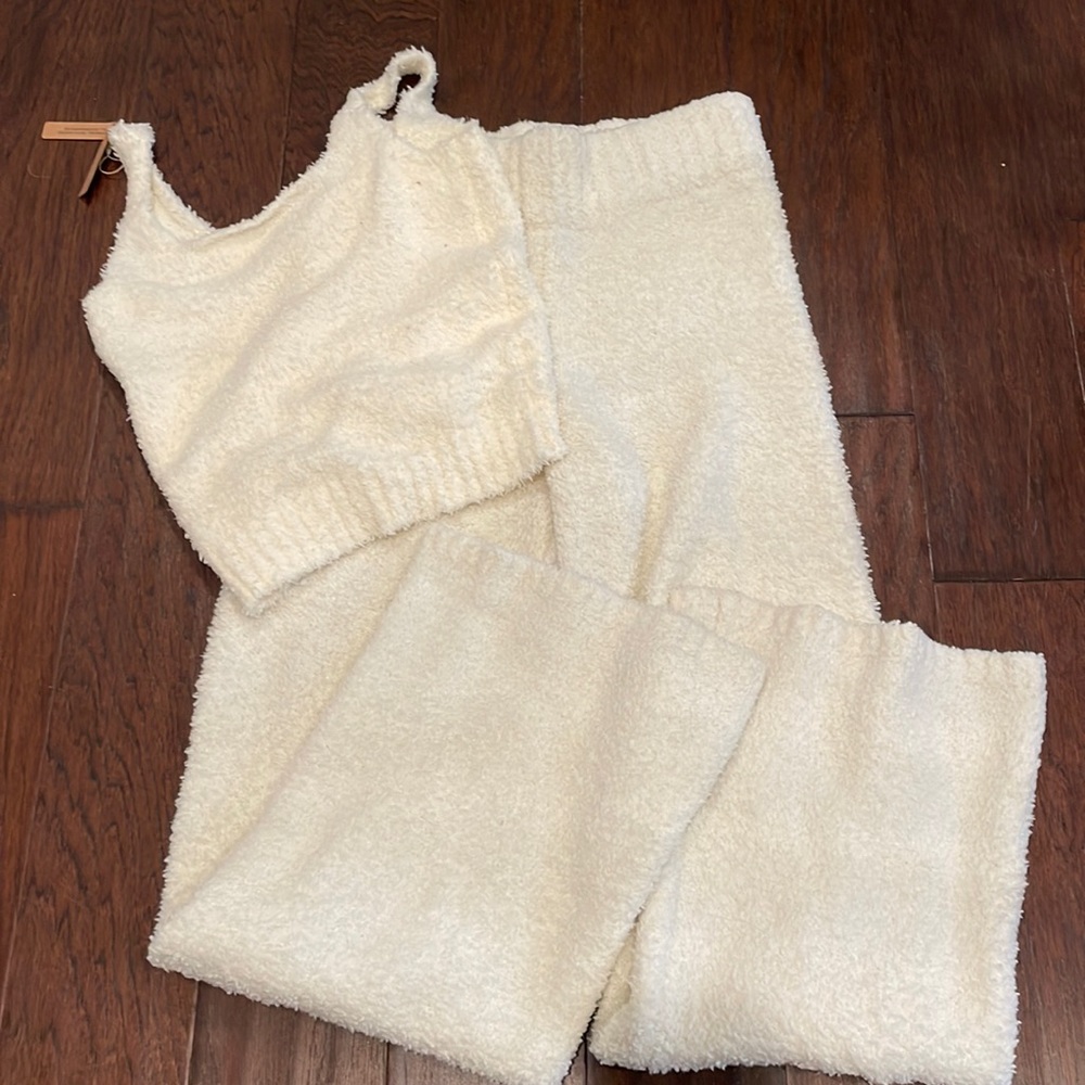Skims Cozy Knit pant (EUC) and tank top (NWT) set - bone - size (s/m)